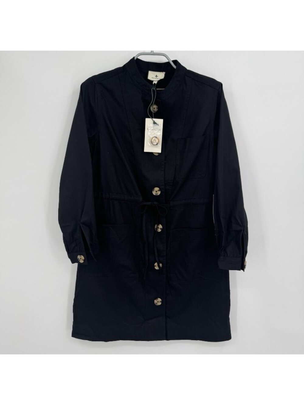 Tuckernuck Black Crosby Dress sz S Small NWT Long Sleeve Mini Button Front